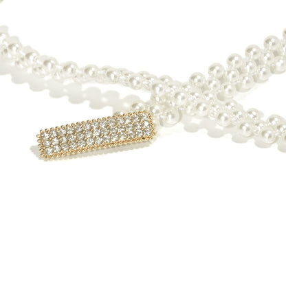 Pearl thin waist chain fashionable rhinestone inlay