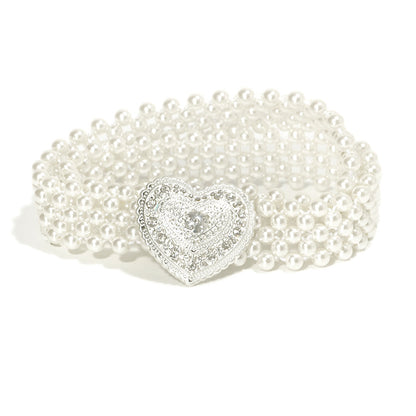 Rhinestone love decorative pearl thin waist chain