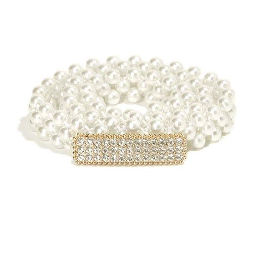 Pearl thin waist chain fashionable rhinestone inlay