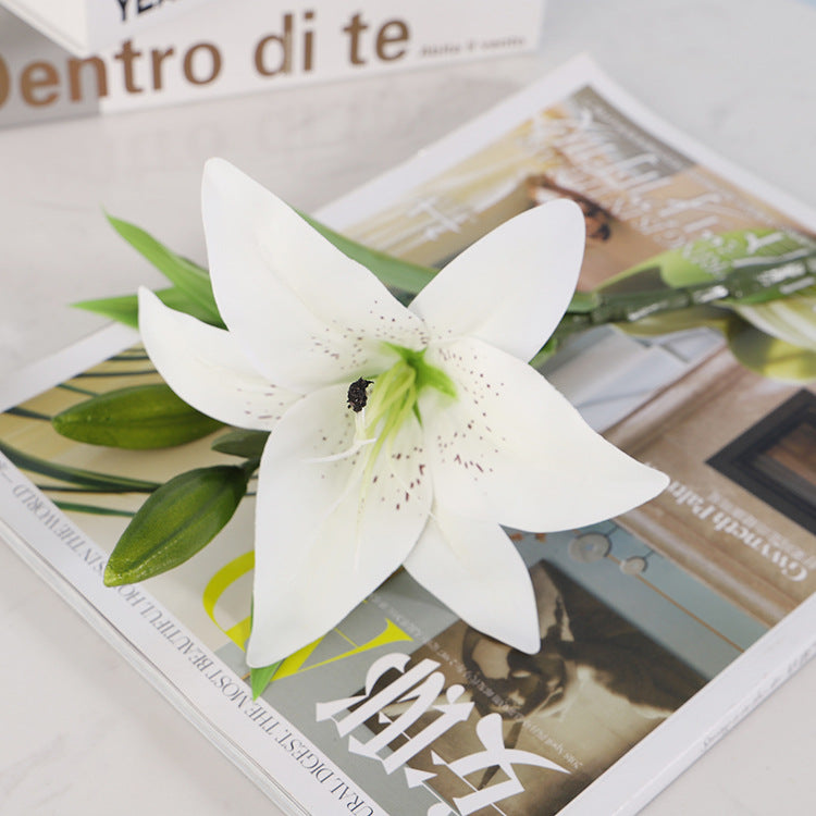 3 mini lily flower hand-feel film artificial flower