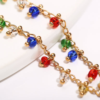 Rainbow Glass Bead Anklet