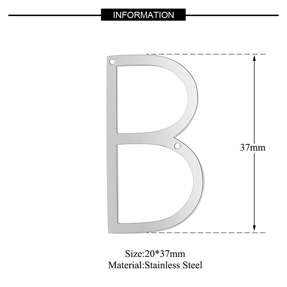 5 pcs/titanium steel letter double hole pendant.