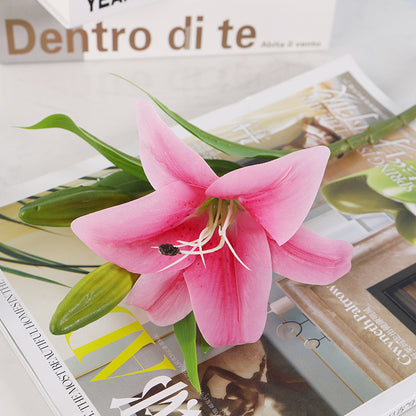3 mini lily flower hand-feel film artificial flower