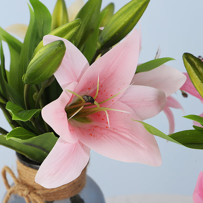 3 mini lily flower hand-feel film artificial flower