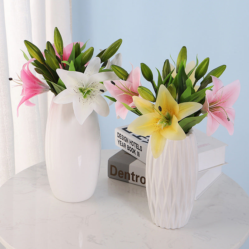 3 mini lily flower hand-feel film artificial flower
