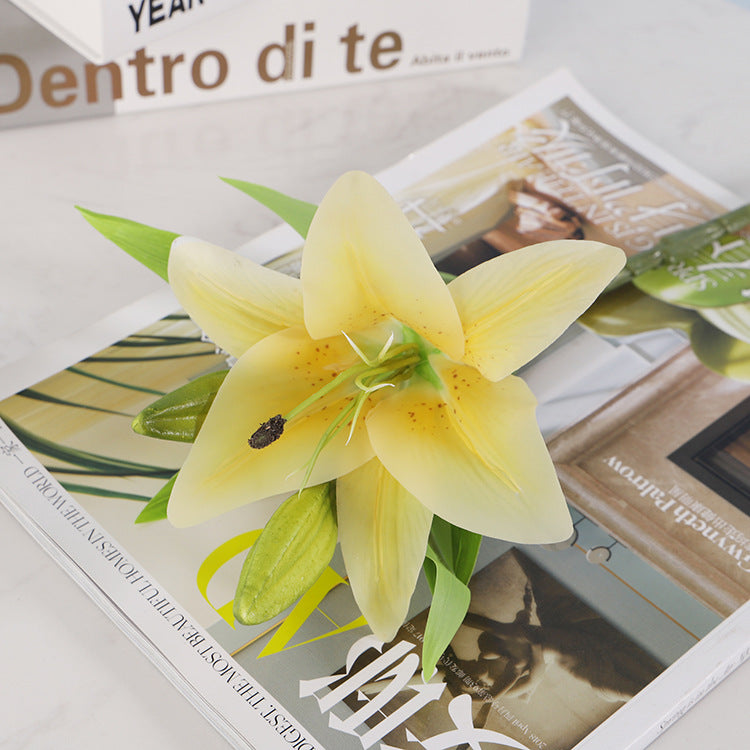 3 mini lily flower hand-feel film artificial flower