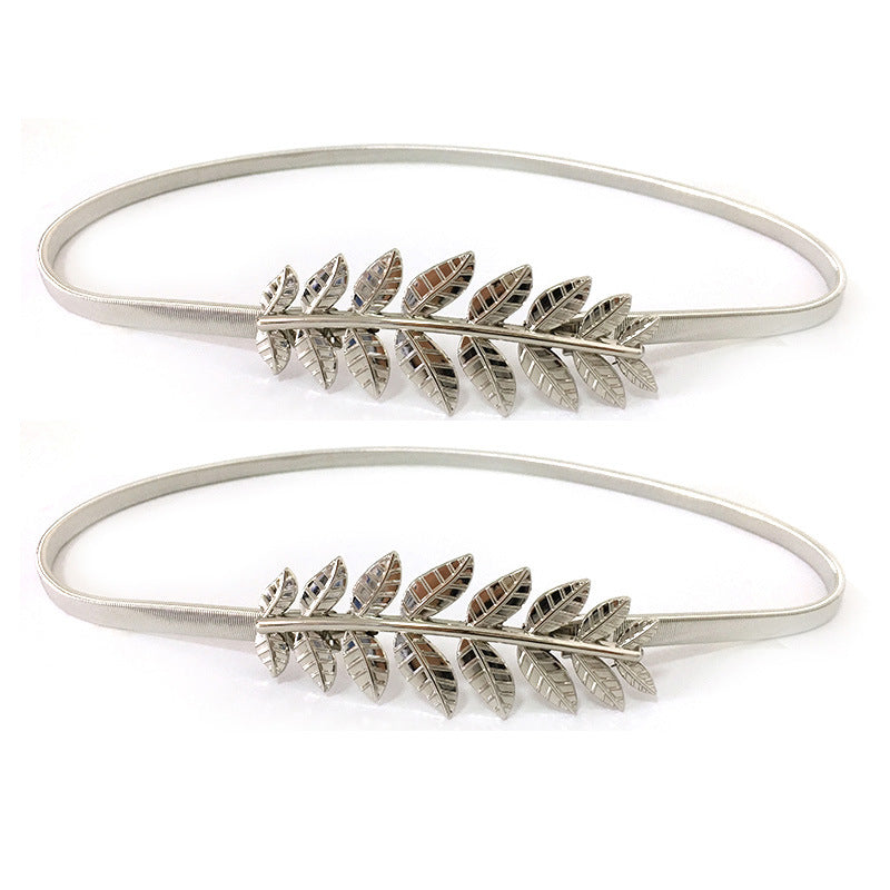 Elastic thin belt metal waist