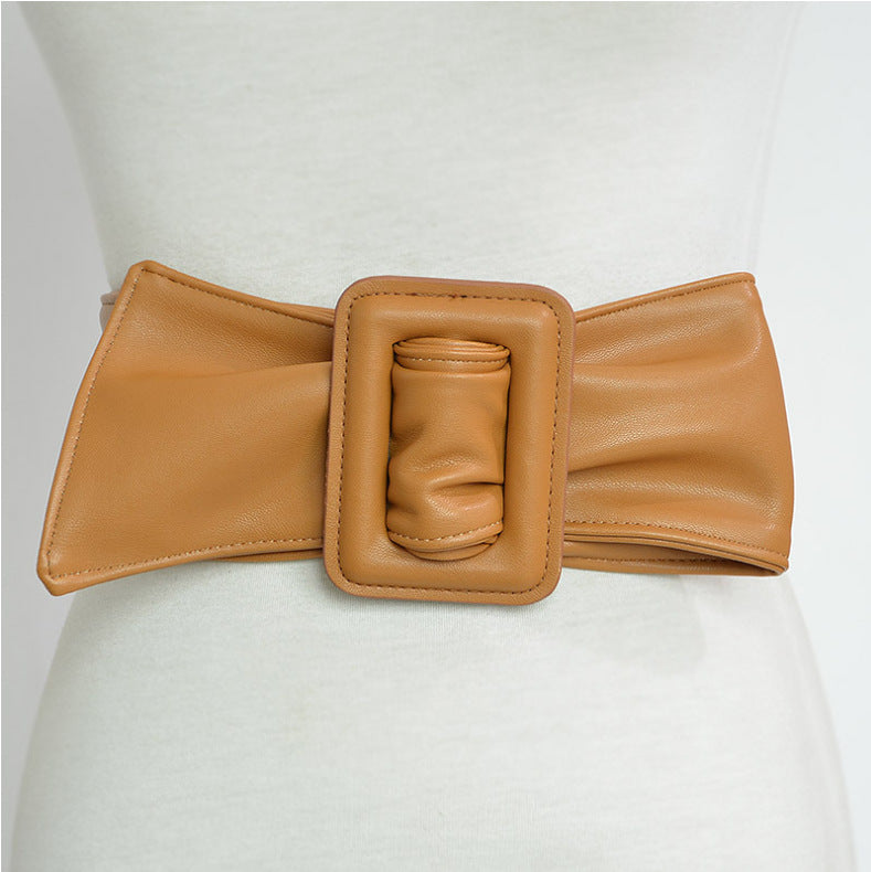 Pu imitation sheepskin wide belt