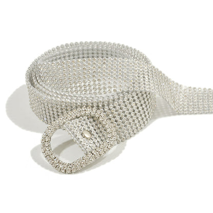 Full rhinestone inlaid PVC plastic belt