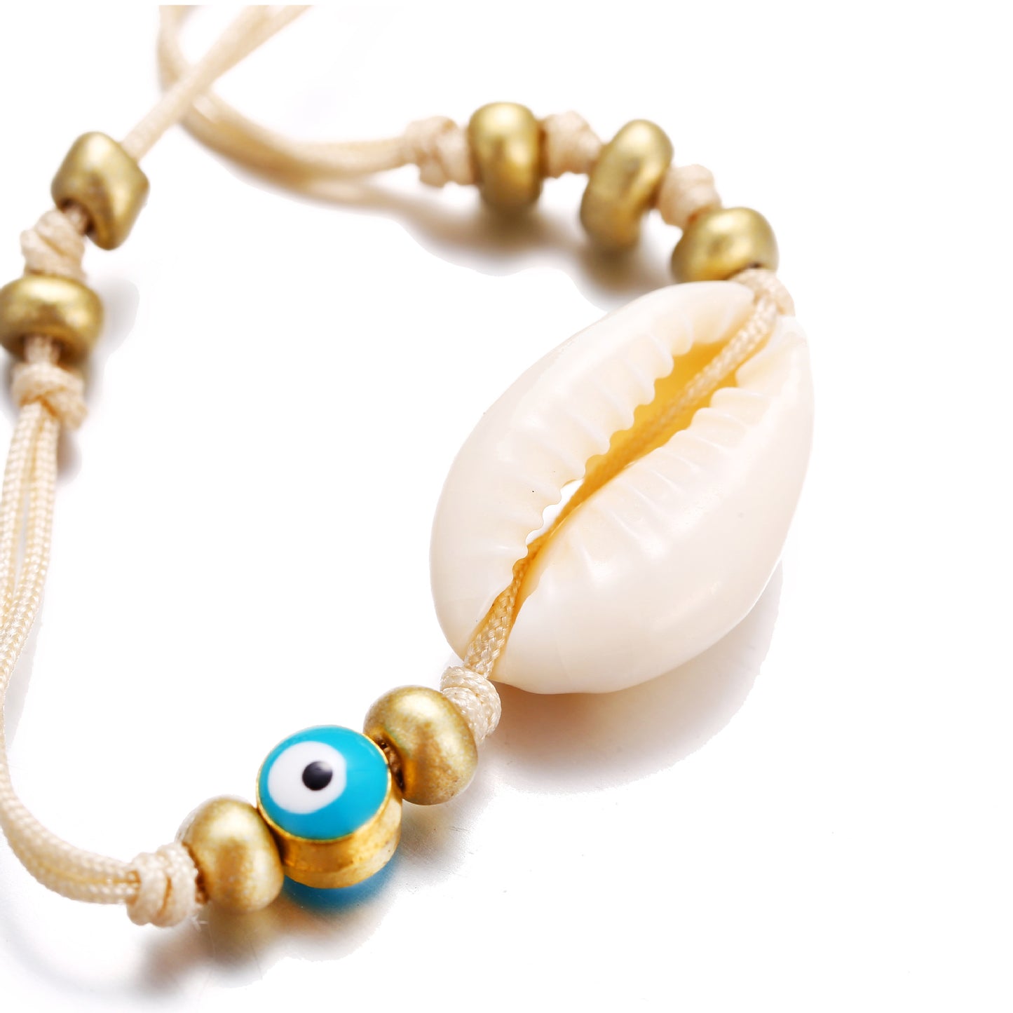 Woven Rice Bead Shell Anklet