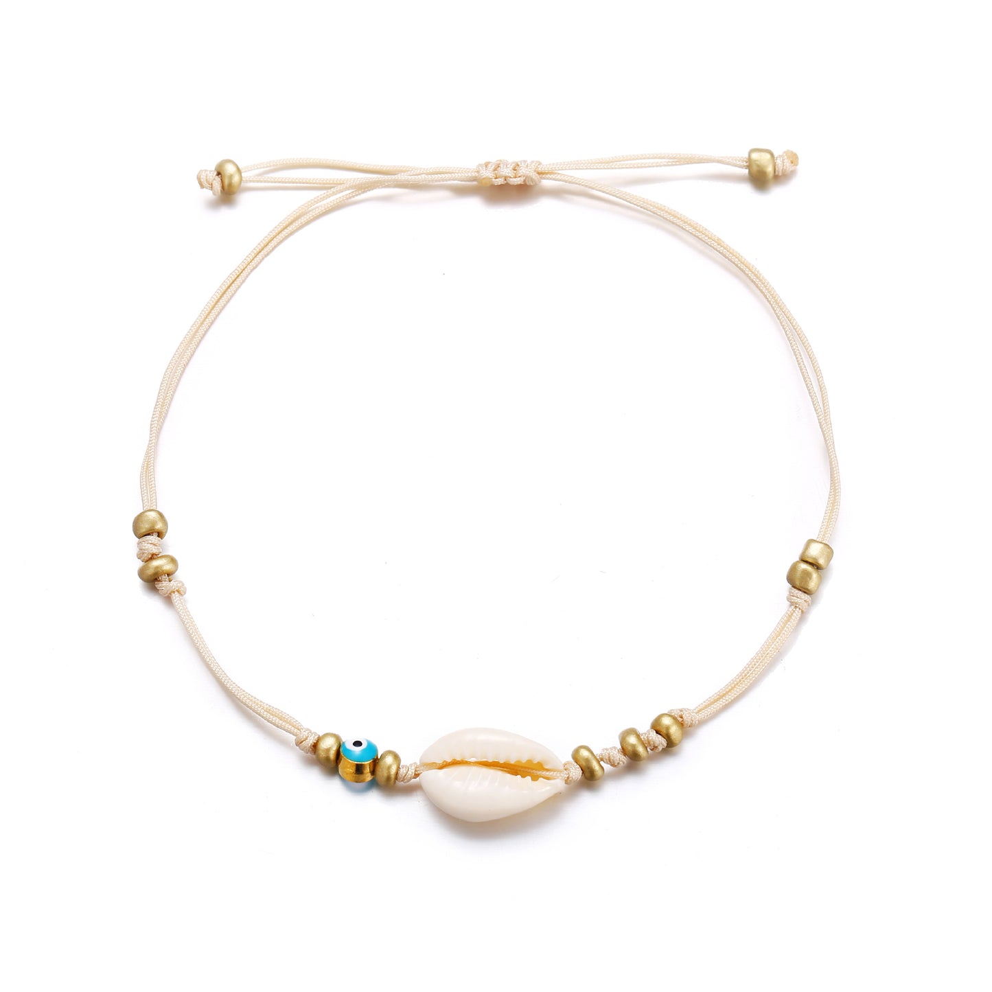 Woven Rice Bead Shell Anklet