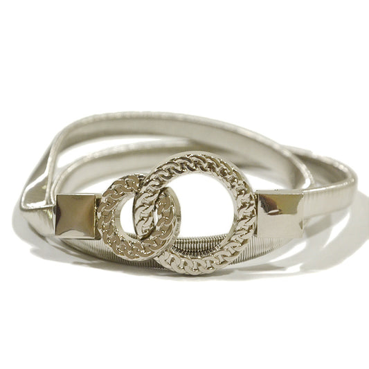 Pattern double ring buckle metal elastic waist chain