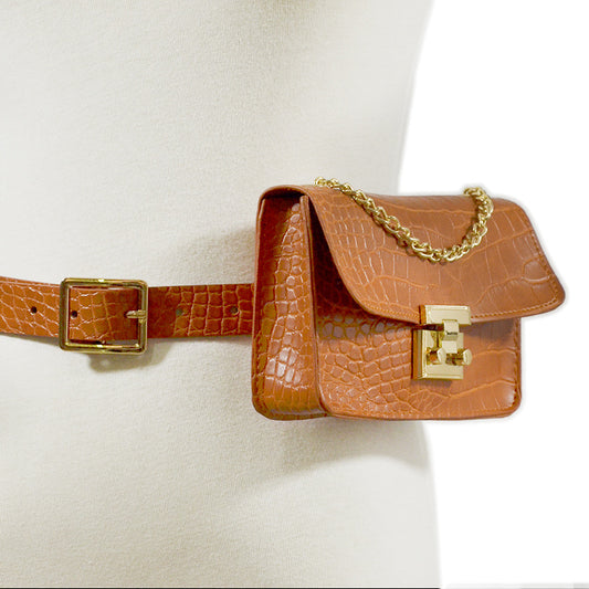 Crocodile three-dimensional decorative small fanny pack belt