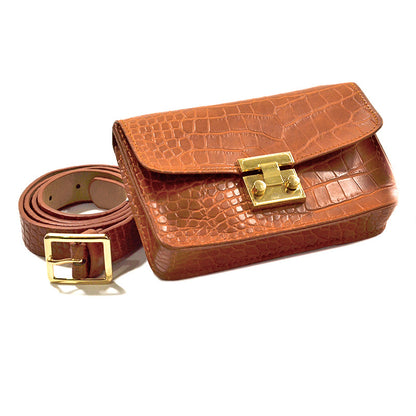 Crocodile three-dimensional decorative small fanny pack belt