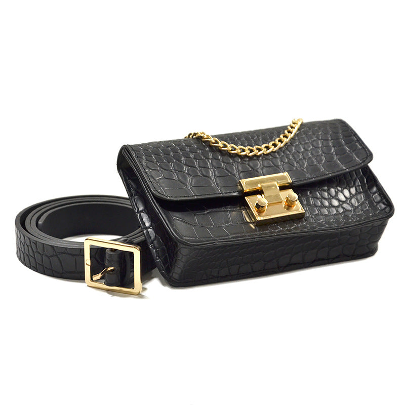 Crocodile three-dimensional decorative small fanny pack belt