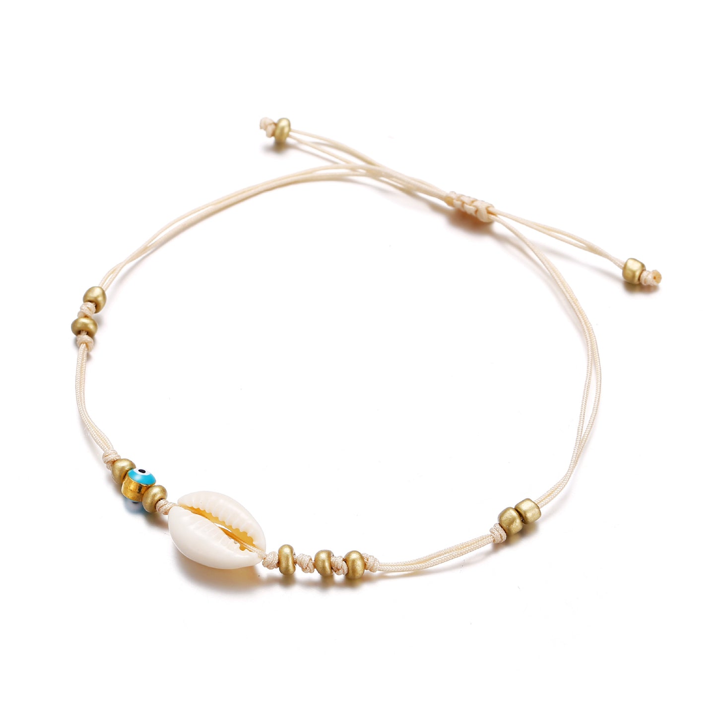 Woven Rice Bead Shell Anklet
