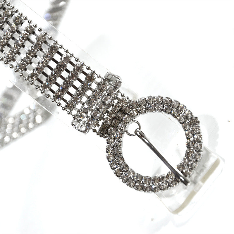 Round buckle rhinestone thin waist chain wholesale