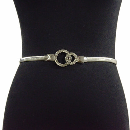 Pattern double ring buckle metal elastic waist chain