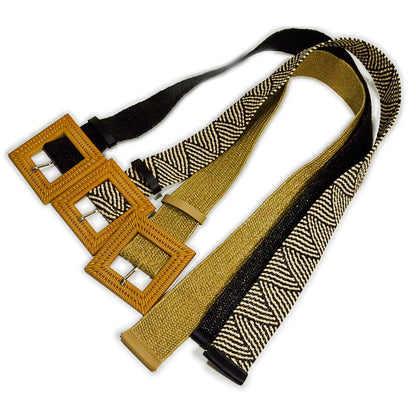 Plaid elastic woven belt