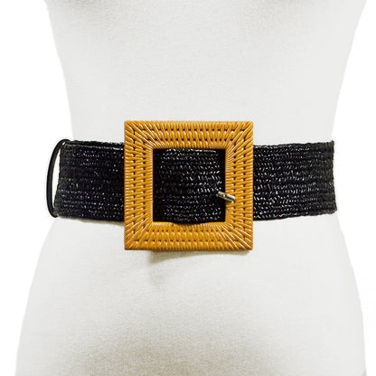 Plaid elastic woven belt