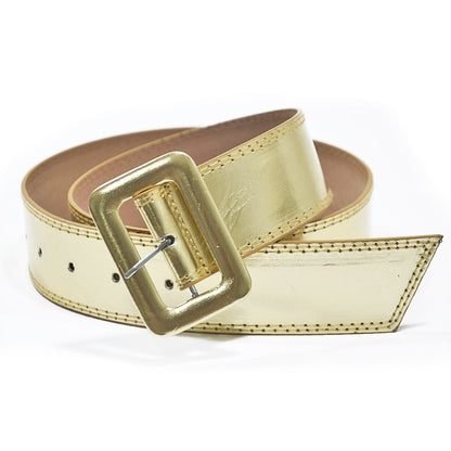 Gold imitation leather pin buckle wide belt