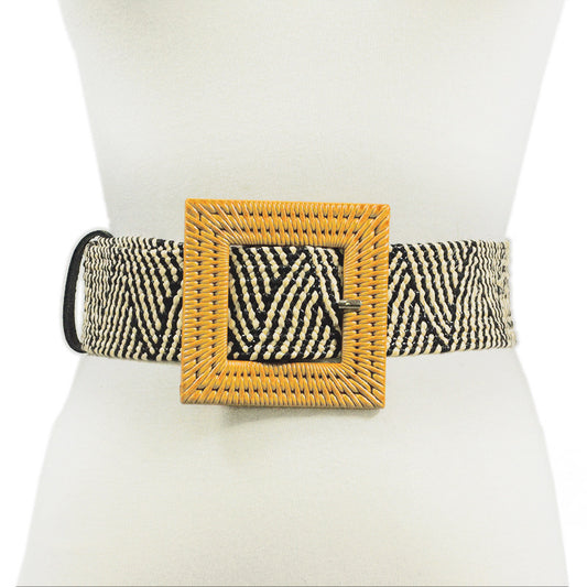 Plaid elastic woven belt