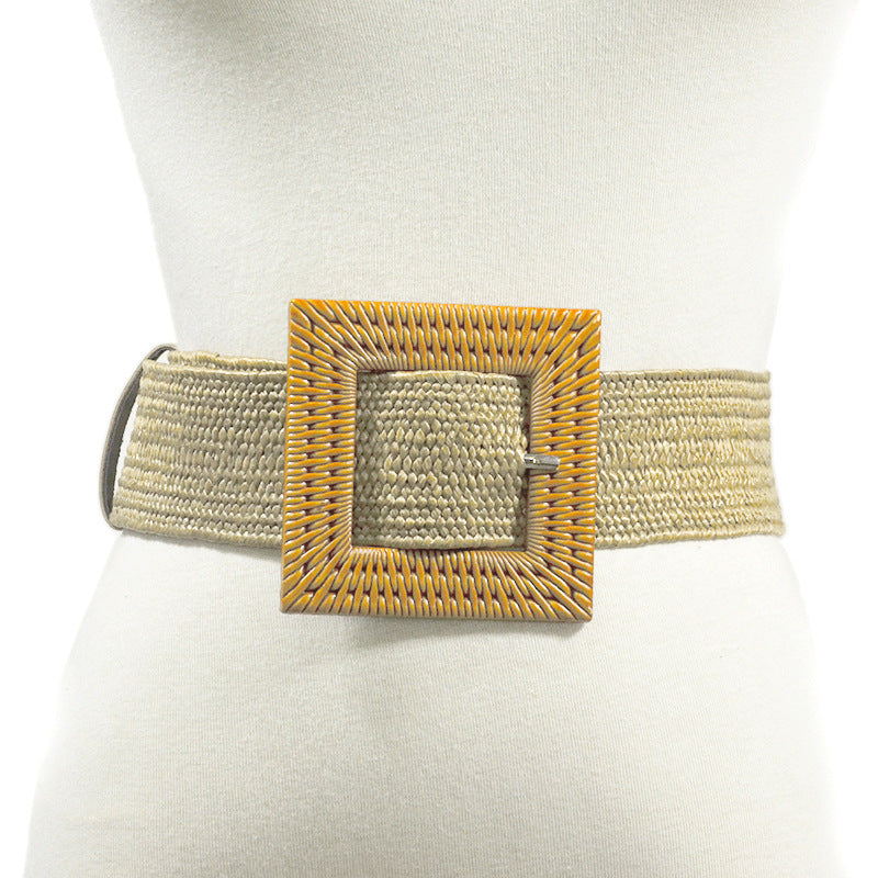 Plaid elastic woven belt