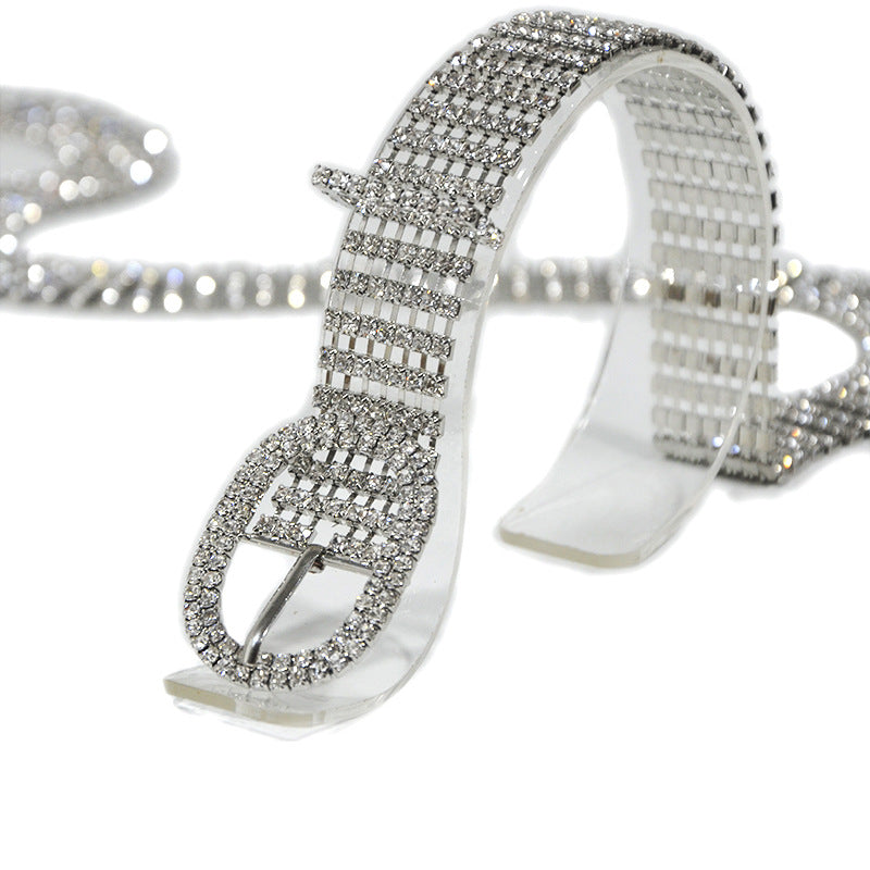 Round buckle rhinestone thin waist chain wholesale