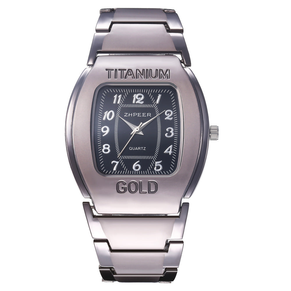 Business Steel Belt Quartz Watch Silver Set
