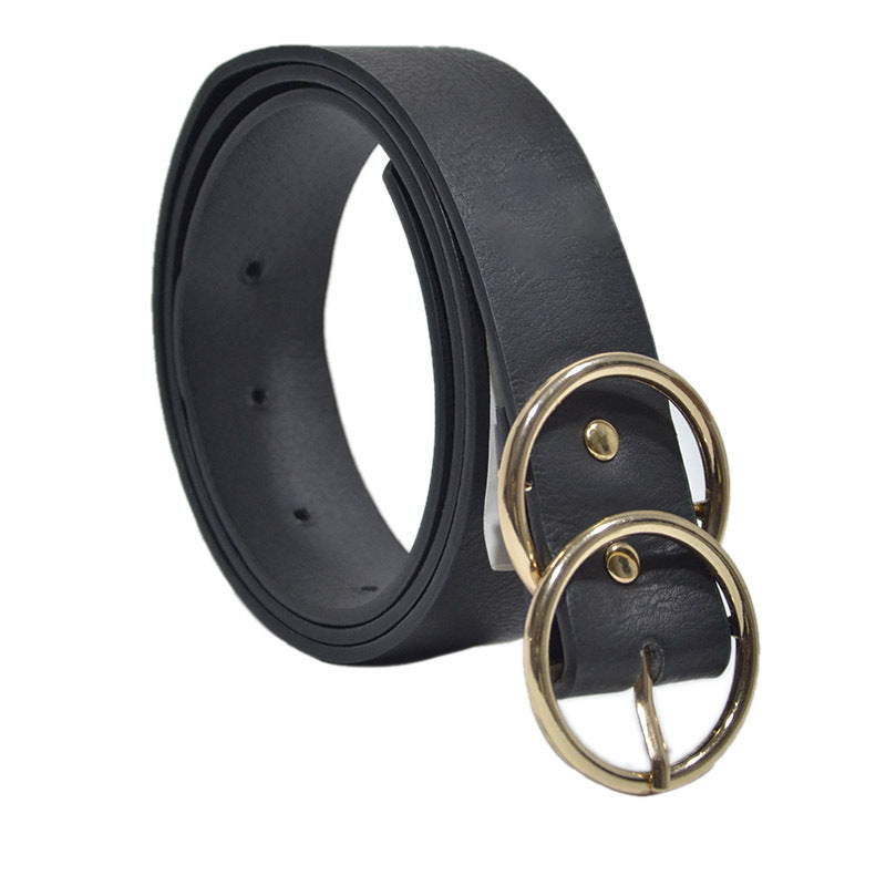 Double buckle imitation leather belt