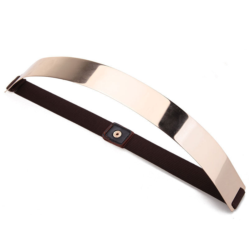 Gold extra long mirror metal belt