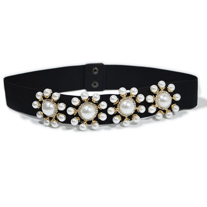 Pearl inlaid elastic elastic waist seal