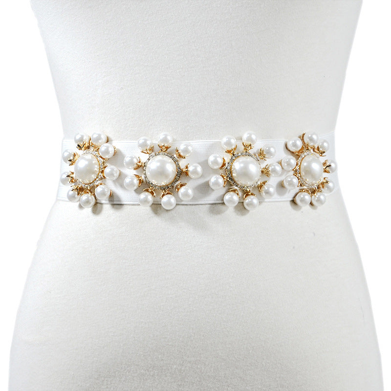 Pearl inlaid elastic elastic waist seal