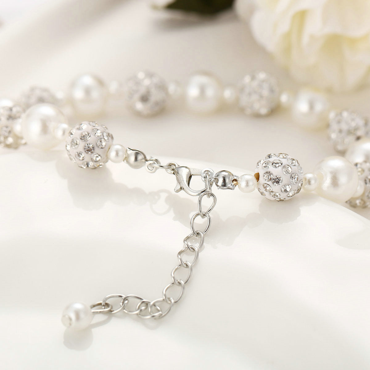 Full diamond Shambhala diamond bead bracelet
