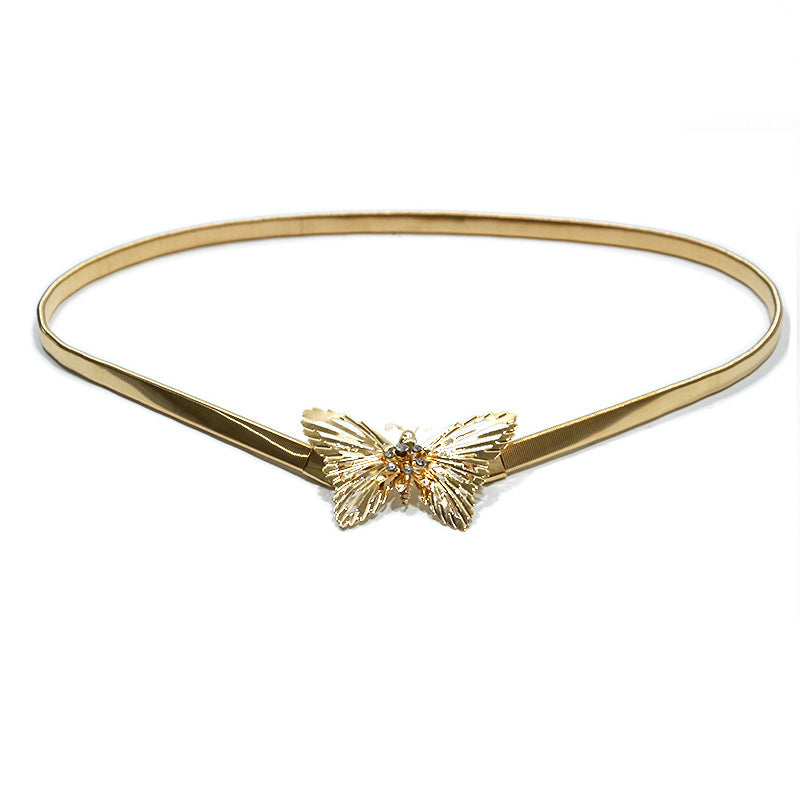Hollow Butterfly Button Women's Belt