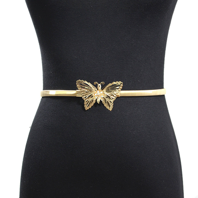 Hollow Butterfly Button Women's Belt