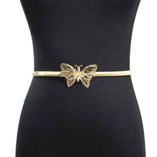 Hollow Butterfly Button Women's Belt