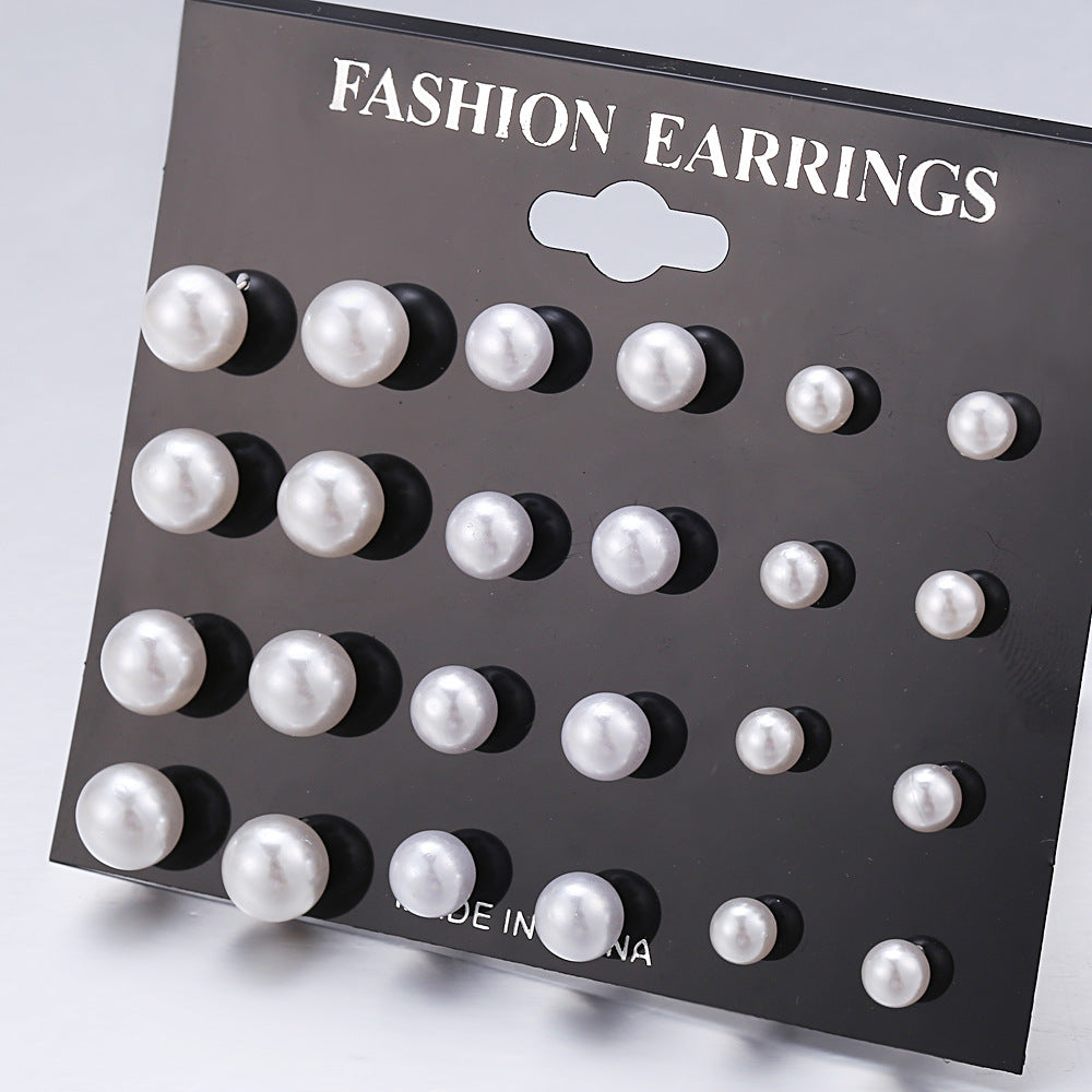 12-Pair Faux Pearl Stud Earring Set