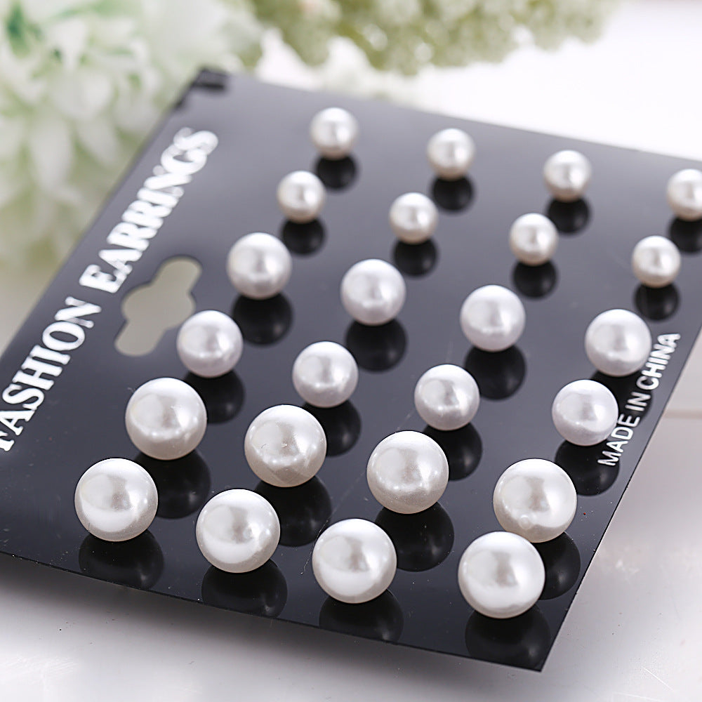 12-Pair Faux Pearl Stud Earring Set