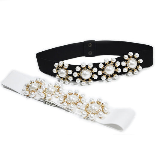 Pearl inlaid elastic elastic waist seal