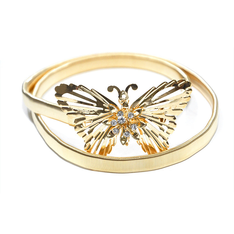 Hollow Butterfly Button Women's Belt