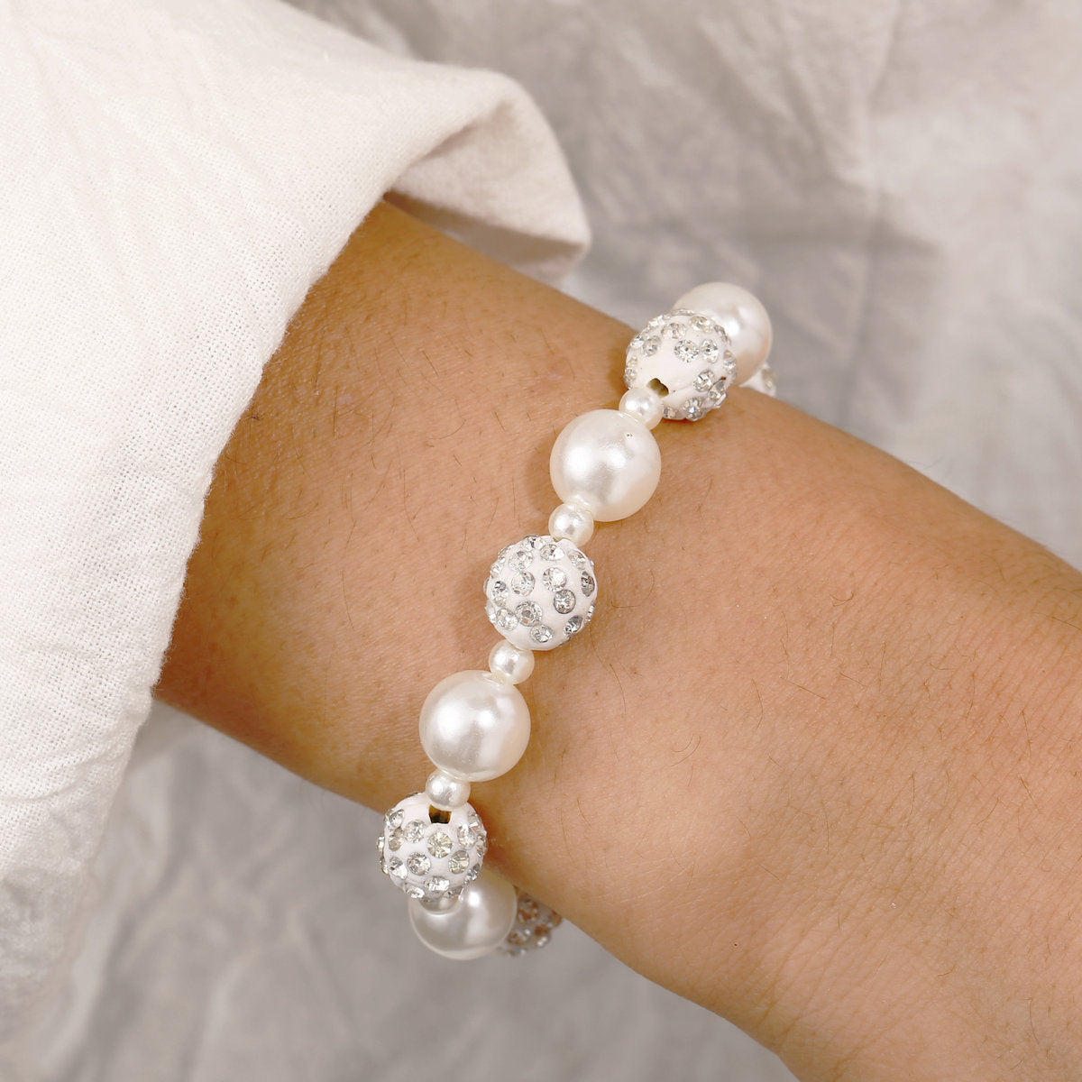Full diamond Shambhala diamond bead bracelet
