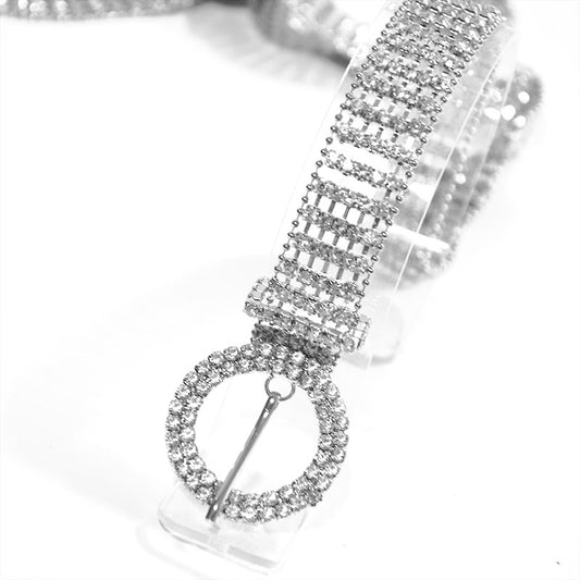 Round buckle rhinestone thin waist chain wholesale