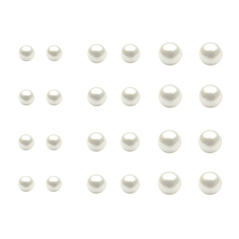 12-Pair Faux Pearl Stud Earring Set