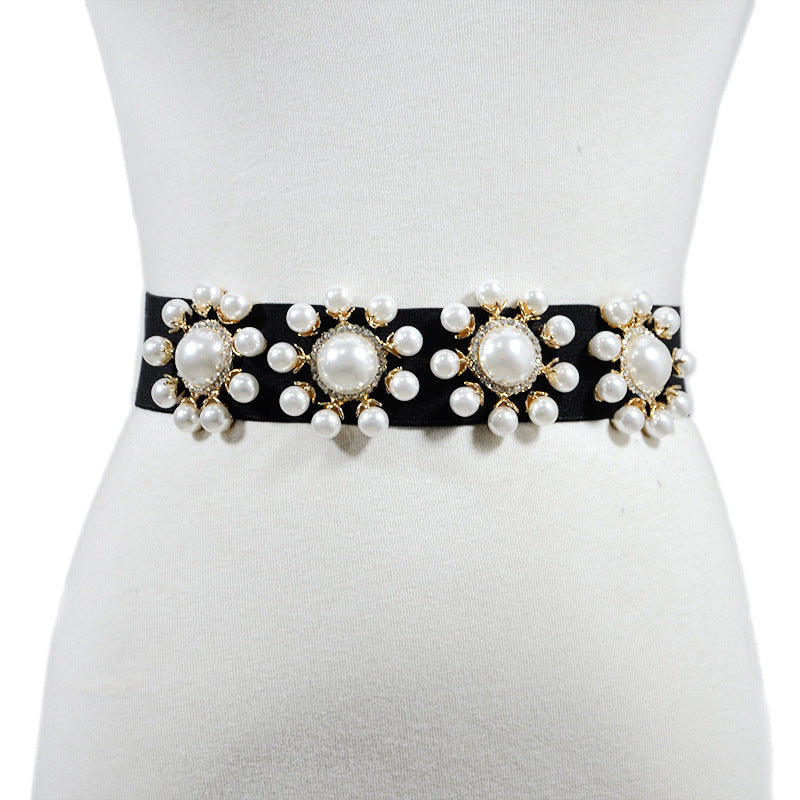 Pearl inlaid elastic elastic waist seal