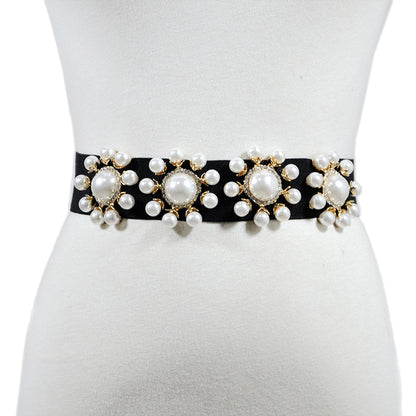 Pearl inlaid elastic elastic waist seal