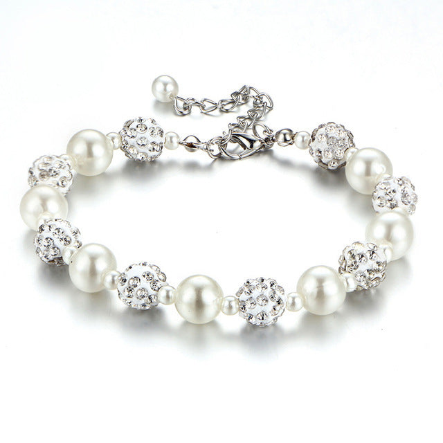 Full diamond Shambhala diamond bead bracelet