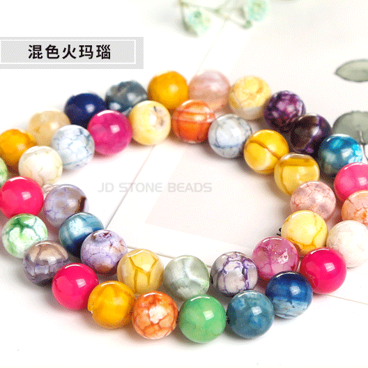 Colored fire agate loose beads
