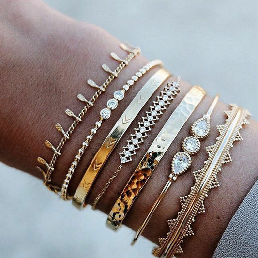7-Piece Punk Diamond Bracelet Set
