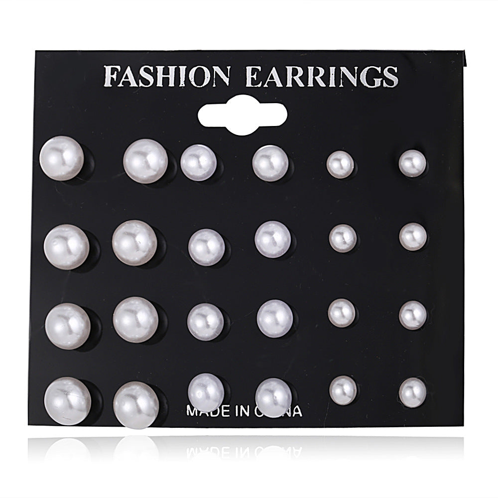 Rhinestone & Pearl Stud Earrings